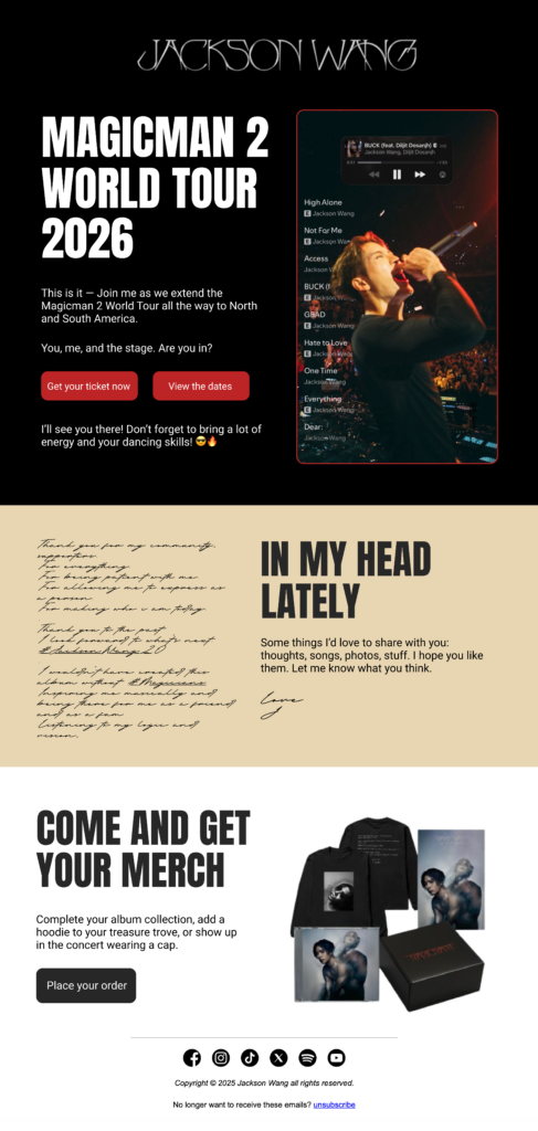 Jackson Wang newsletter redesign